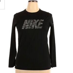 Nike Dri-Fit Black Graphic Long Sleeve Crew Neck Boy's XL Athleisure Activewear